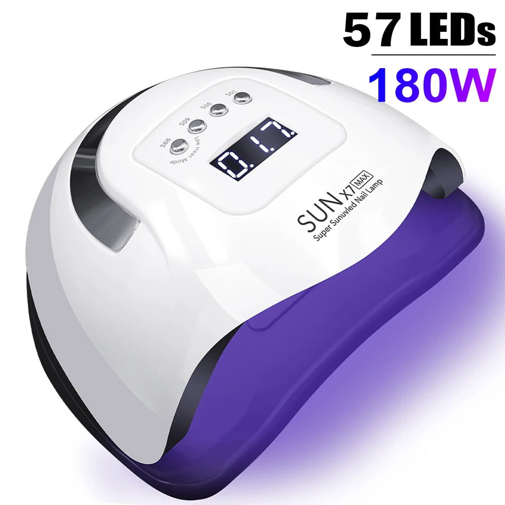 SUN X7 MAX UV LED Nail Drying Lamp 180W Professional UV Nail Dryer Light for Gel Nails 57 Beads Fast Curing Gel Polish Lamp