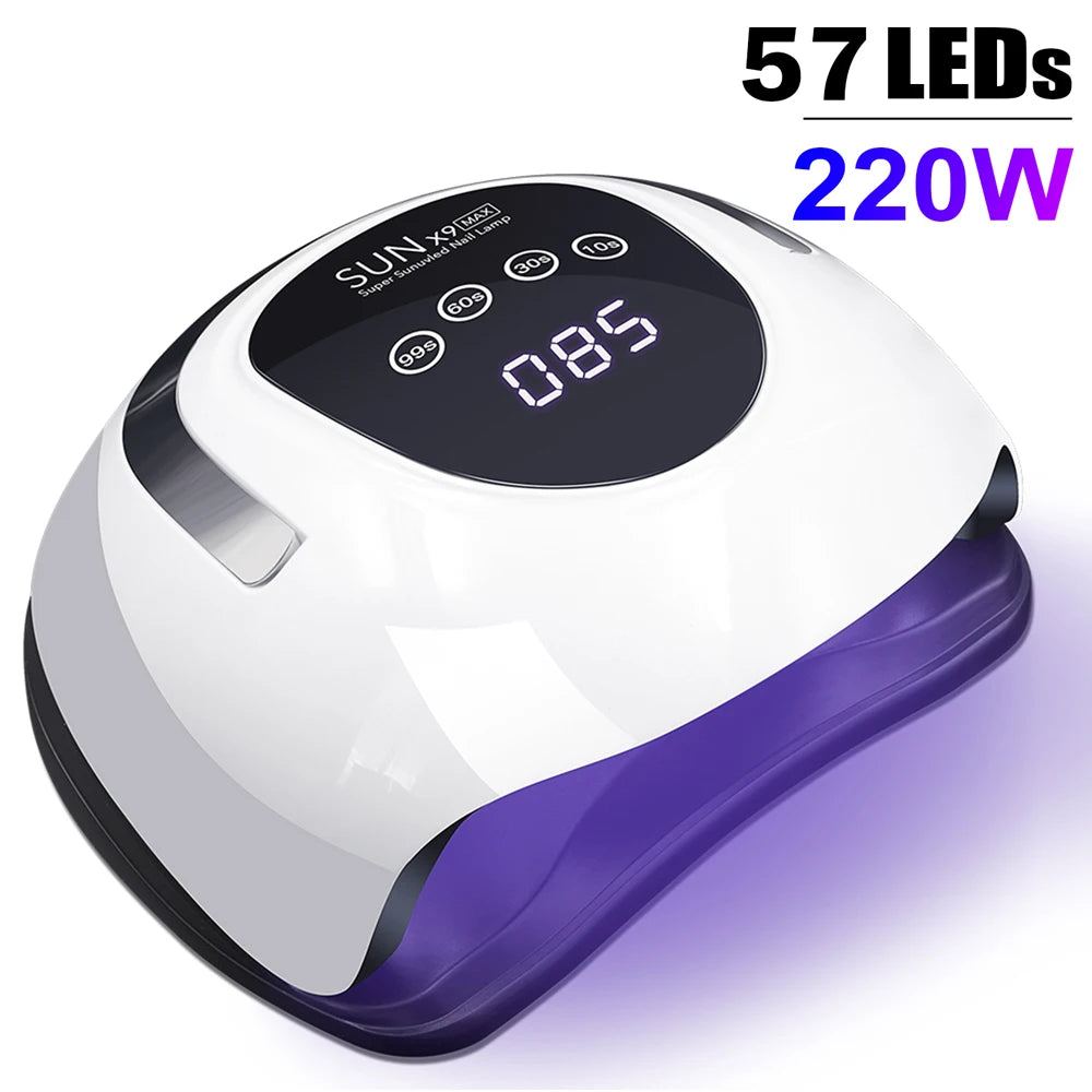 SUN X9 MAX UV LED Nail Drying Lamp 220W Professional UV Nail Dryer Light for Gel Nails 57 Beads Fast Curing Gel Polish Lamp