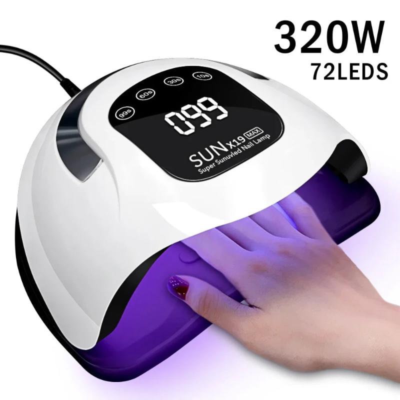 SUN X19 MAX UV LED Nail Drying Lamp 320W Professional UV Nail Dryer Light for Gel Nails 72 Beads Fast Curing Gel Polish Lamp